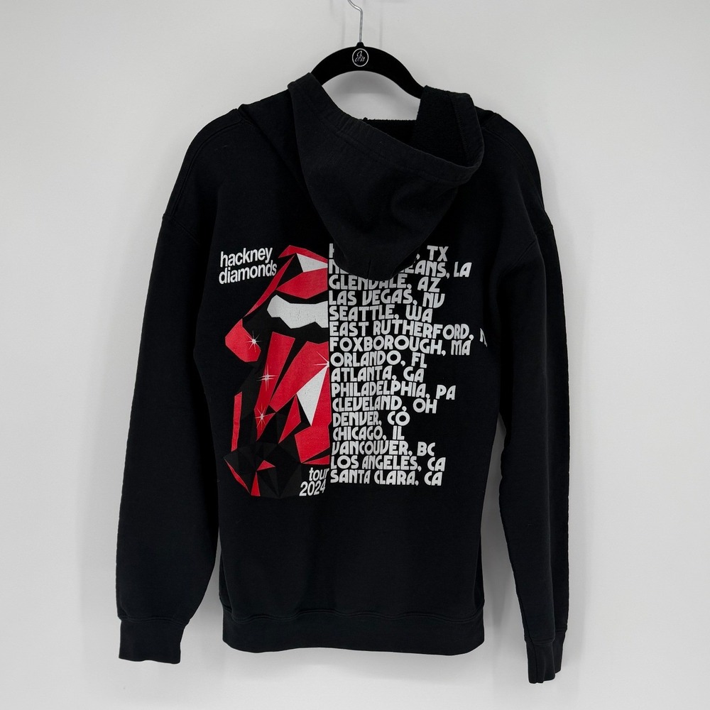 Rolling Stones Hackney Diamonds Tour 2024 Zip Up Hoodie Black Rock Band S - Picture 2 of 8